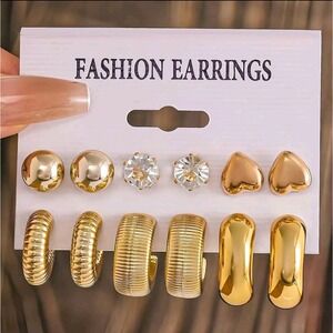 Fashion Earrings Set‎ Gold Studs Hoops Dangle Earrings Women Jewelry